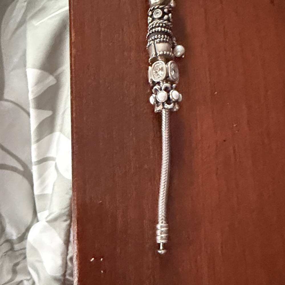 Pandora Silver Bracelet with Green Beads - Picture 2 of 4